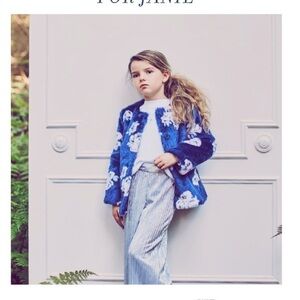 Blue Floral Faux-Fur Jacket